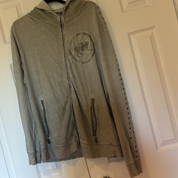 Parasuco men’s distressed zipper luxury studded hoodie  Sz XL - Picture 3 of 16